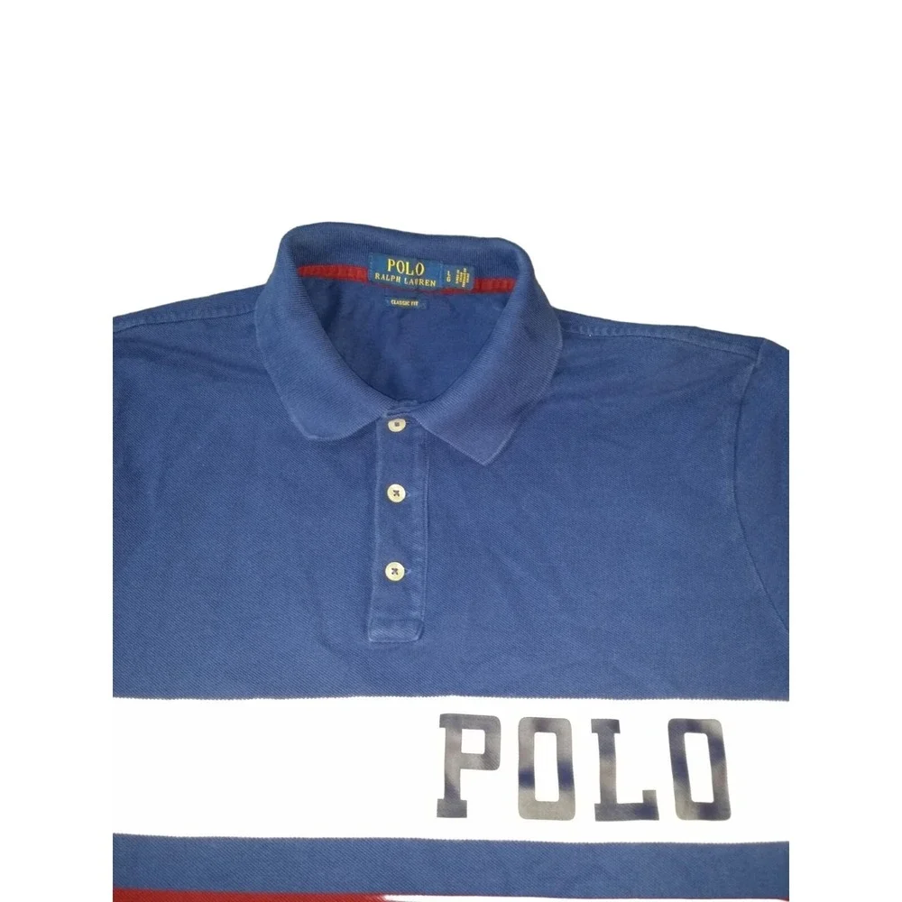 Polo Ralph Lauren Classic Fit Polo Mens L Colorblock Red White Blue Preppy Shirt